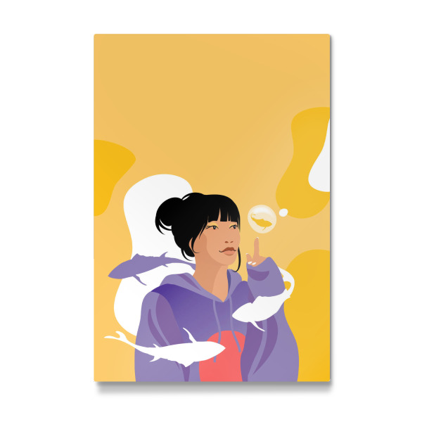 Galerie-Print "Junge Frau träumt von Fischen" 30x20 cm artboxONE