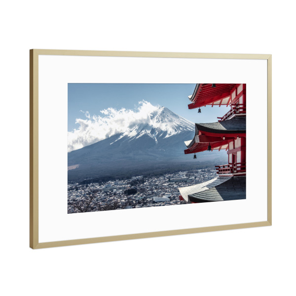Poster mit Rahmen Gold "Japanisch - Chureito Pagoda" artboxONE - Städte,Reise,Architektur,Reise / Asien,Reise / Länder