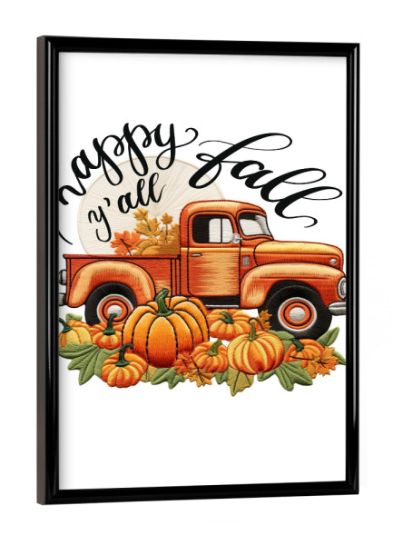 Poster mit schwarzem Rahmen "Frohen Herbst euch allen, Truck" artboxONE - Floral,Abstrakt,Automobile,Festivals