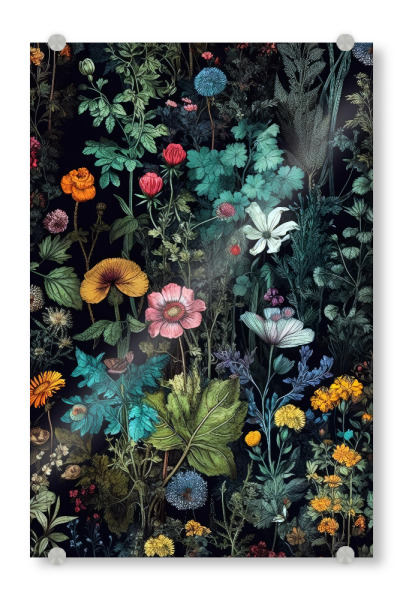 Acrylglasbild "Wiese voller Blumen E" artboxONE - Natur,Floral - Wiese,Natur,Blumen,Blumen,Botanische,Blätter,Blatt,Blumen