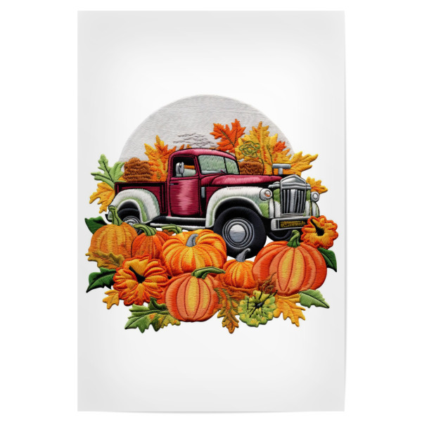 Poster 30x20 cm "Herbst-Truck mit Kürbis-Aufnäher" artboxONE - Floral,Abstrakt,Automobile,Für Mama,Festivals