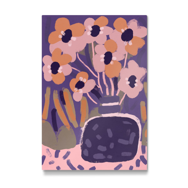 Galerie-Print "Rosa Blumen In Lila Vase" 30x20 cm artboxONE