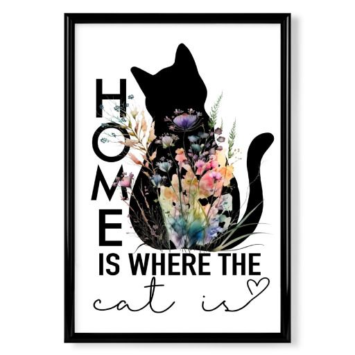 Katze mit Wildblumen Katze mit Wildblumen