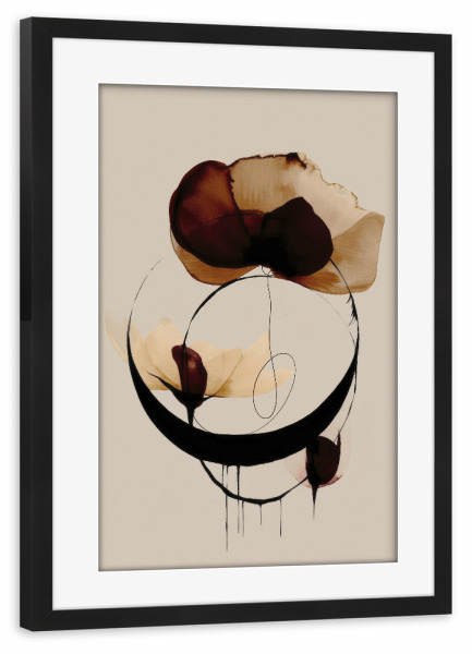 Poster mit Rahmen schwarz "Blume Im Zirkel" artboxONE - Floral,Abstrakt,Für Mama