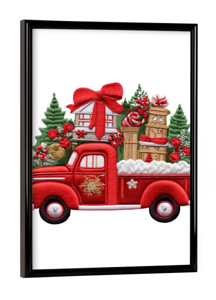 Poster mit schwarzem Rahmen "Weihnachtsauto-Grafikdesigns" artboxONE - Abstrakt,Automobile,Fashion,Weihnachten,Festivals
