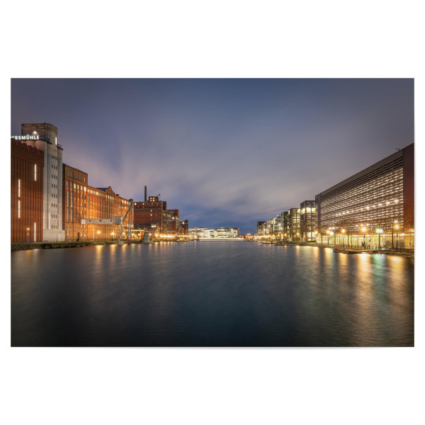 Poster "Innenhafen Duisburg" artboxONE - Städte,Architektur - Duisburger hafen,Innenstadt,Nordrhein-westfalen,Blaue stunde,Langzeitbelichtung