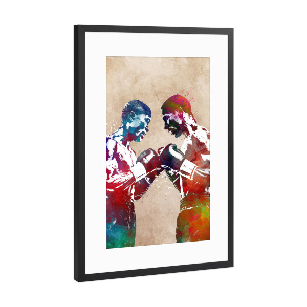 Poster mit Rahmen Schwarz (Metallic) "Boxsport Kunst A" artboxONE - Sport,Sport / Motivation - Boxer,Boxen,Box,Sport,Grafik,Spieler