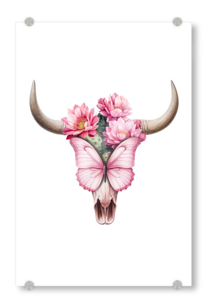 Acrylglasbild "Western Floral Cow Skull Art" artboxONE - Floral,Tiere,Abstrakt,Lustig