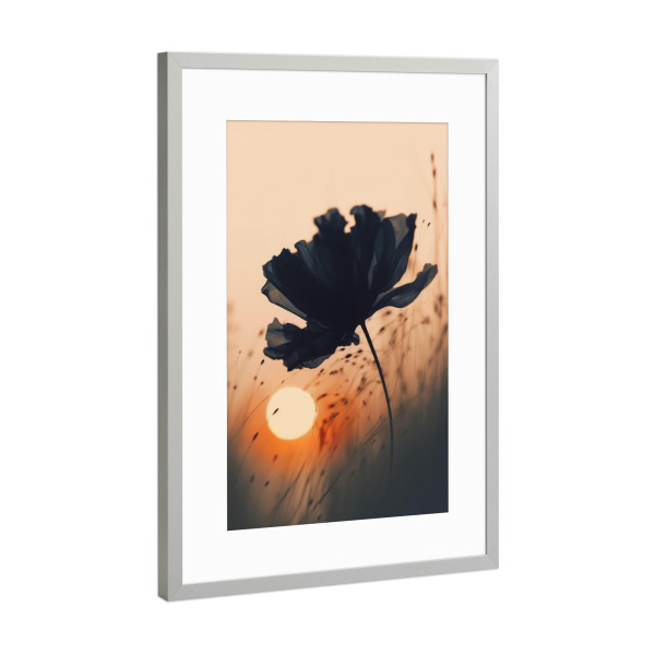 Poster mit Rahmen Silber "Blume Bei Sonnenuntergang" artboxONE - Natur,Floral,Für Mama
