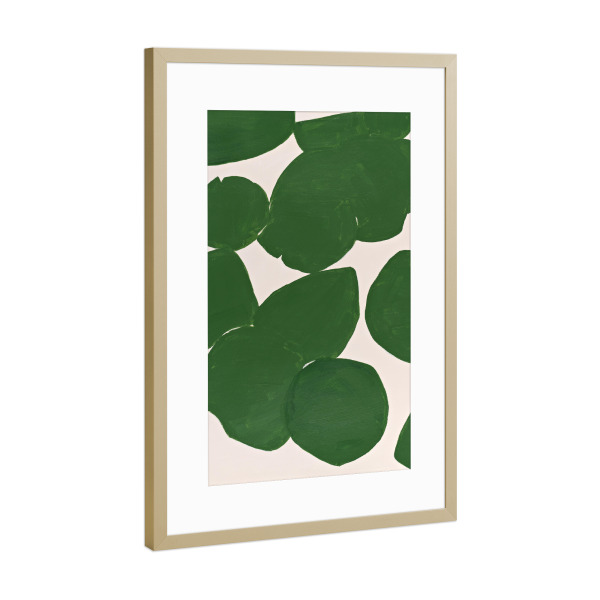 Poster mit Rahmen Gold "Marisol Evora - Green Shape" artboxONE - Abstrakt - Abstrakt,Modern,Bunt,Scandi,Hygge,Farbenfroh,Pinsel,Strich