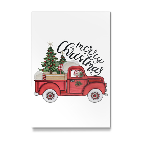 Galerie-Print "Frohe Weihnachten, roter Pickup" 30x20 cm artboxONE