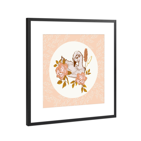Poster mit Rahmen Schwarz (Metallic) "Lisa Dolson - Küken" artboxONE - Natur,Für Kinder,Tiere