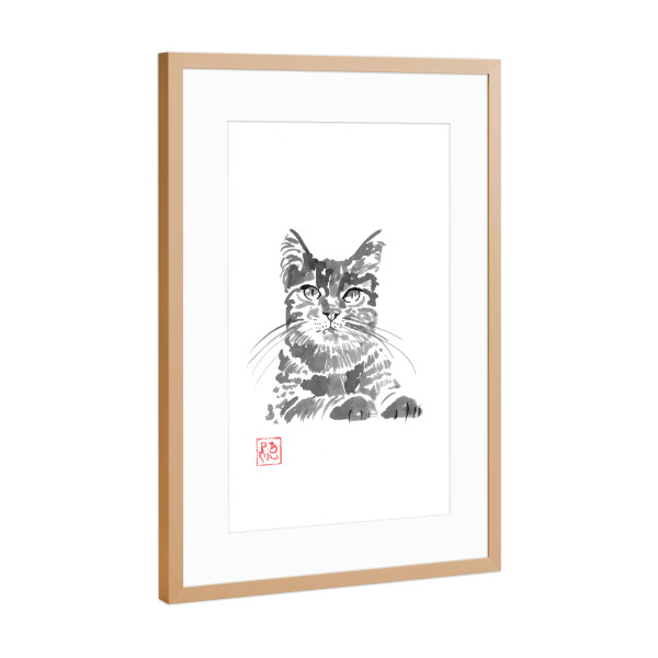 Poster mit Rahmen Kupfer "Clyde-Dach" artboxONE - Tiere - Katze,Sumie,Japan