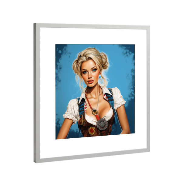 Poster mit Rahmen Silber "Deutsche Schönheit" artboxONE - Städte,Städte / München,Essen & Trinken,Festivals - Germany,Fashion,Trinken,Bier,Beer,Woman
