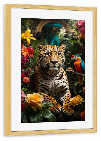 Poster mit Rahmen kiefer "Jaguar in the forest" artboxONE - Natur,Tiere