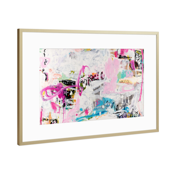 Poster mit Rahmen Gold "Marisol Evora - Morning America" artboxONE - Abstrakt - Abstrakt,Modern,Bunt,Scandi,Hygge,Farbenfroh,Pinsel,Strich,Leinwand