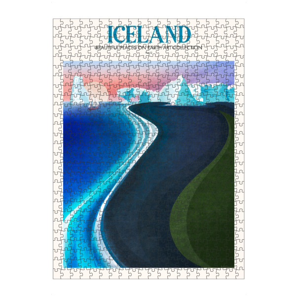 Puzzle Ravensburger "Tunaboylu - Travel Iceland" artboxONE - Typografie,Natur,Reise - Reise,Urlaub,Insel,Strand,Landschaft,Island - Bild reise