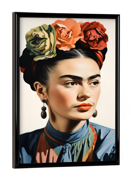 Poster mit schwarzem Rahmen "Frida love flowers" artboxONE - Floral,Menschen,Fashion