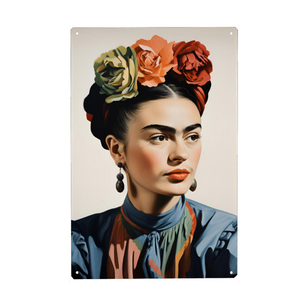 Metall Poster "Frida love flowers" artboxONE - Floral,Menschen,Fashion