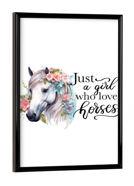 Poster mit schwarzem Rahmen "Pferdezitat" artboxONE - Floral,Tiere,Fashion,Buchstaben,Festivals