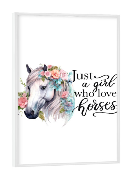 Poster mit weißem Rahmen "Pferdezitat" artboxONE - Floral,Tiere,Fashion,Buchstaben,Festivals