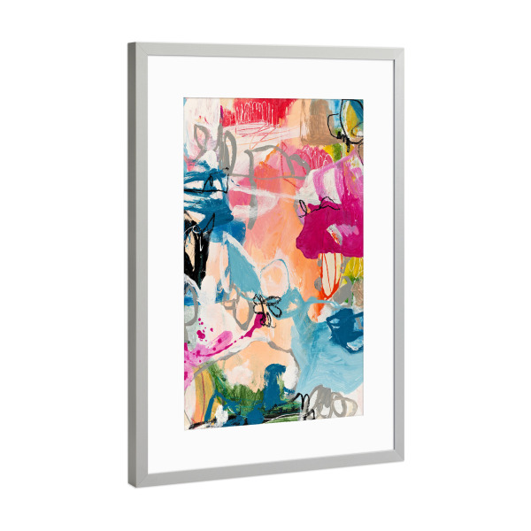 Poster mit Rahmen Silber "Marisol Evora - Free Spirit" artboxONE - Abstrakt - Abstrakt,Modern,Bunt,Scandi,Hygge,Farbenfroh,Pinsel,Strich,Leinwand