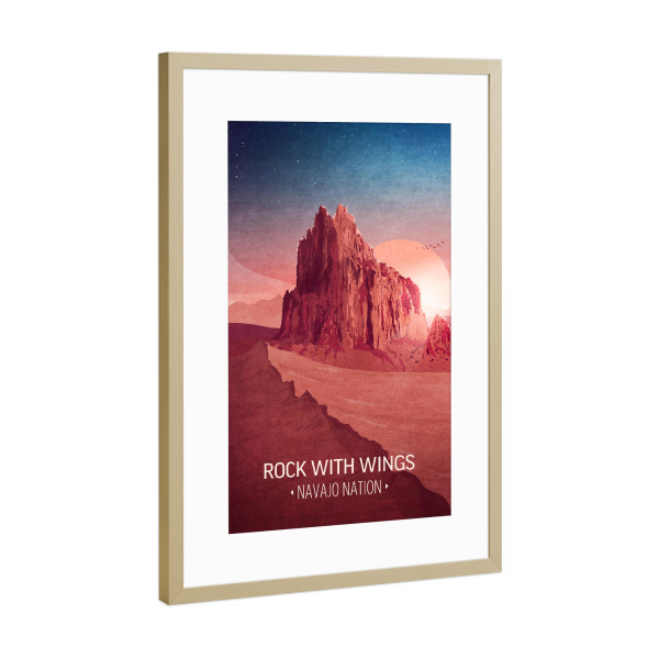 Poster mit Rahmen Gold "Tunaboylu - Navajo Nation" artboxONE - Typografie,Natur,Reise