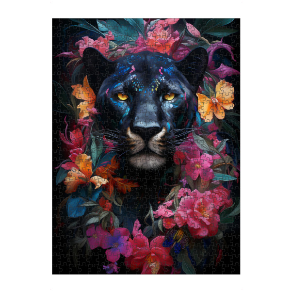 Puzzle Ravensburger "Panther Flowers 2 (matart)" artboxONE - Natur,Tiere - Panther,Tier,Tiere,Natur,Tierwelt,Blumen,Wald - Bild panther