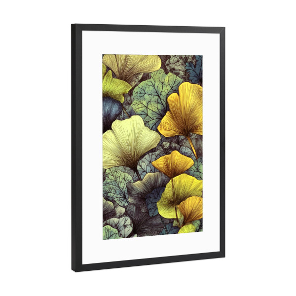 Poster mit Rahmen Schwarz (Metallic) "Ginko Biloba E" artboxONE - Natur,Floral - Ginkgo,Biloba,Ginkgo biloba,Baum,Wald,Blätter,Natur
