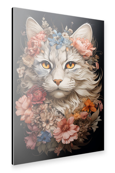 Alu-Dibond "Cat Flowers (matart)" 30x20 cm artboxONE