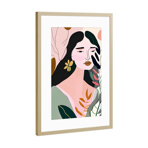 Poster mit Rahmen Gold "Neu erfinden" artboxONE - Floral,Abstrakt,Menschen