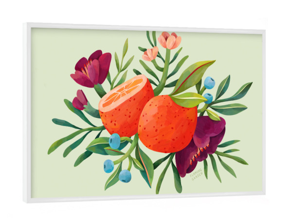 Poster mit weißem Rahmen "Flaming Garden-Orange Composition" artboxONE - Natur,Floral,Essen & Trinken / Obst & Gemüse