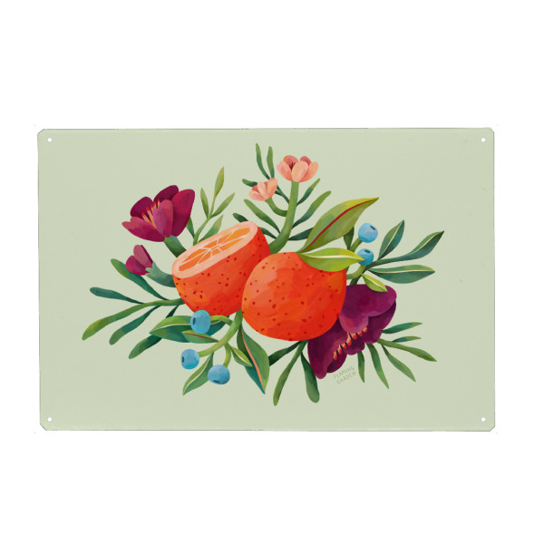 Holzbild "Flaming Garden-Orange Composition" artboxONE - Natur,Floral,Essen & Trinken / Obst & Gemüse