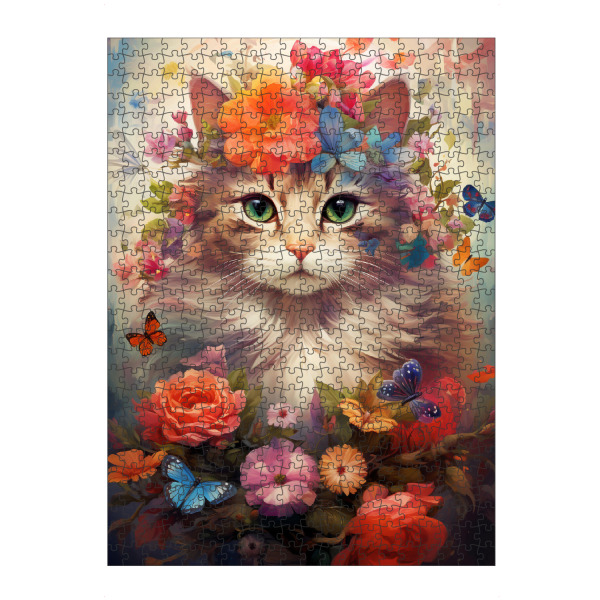 Puzzle Ravensburger "Cat Flowers 3 (matart)" artboxONE - Natur,Tiere - Katze,Katzen,Tier,Tiere,Kätzchen,Natur,Blumen,Schmetterlinge,Niedlich
