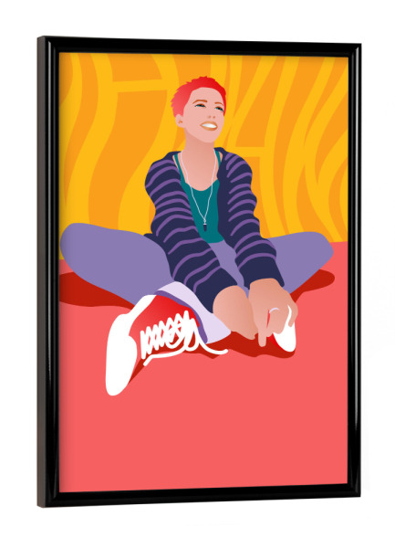 Poster mit schwarzem Rahmen "Lucy lacht" artboxONE - Für Kinder,Menschen,Fashion