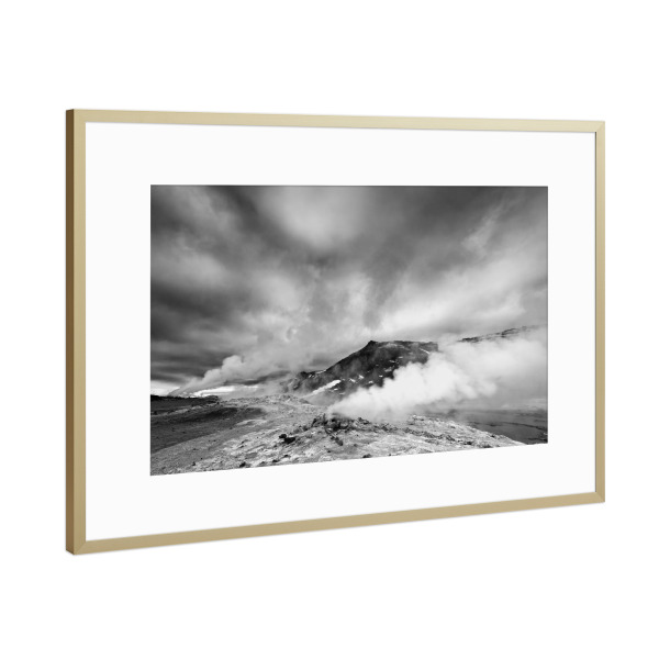 Poster mit Rahmen Gold "Erdkräfte und Wolken" artboxONE - Natur,Schwarzweiß,Reise / Länder
