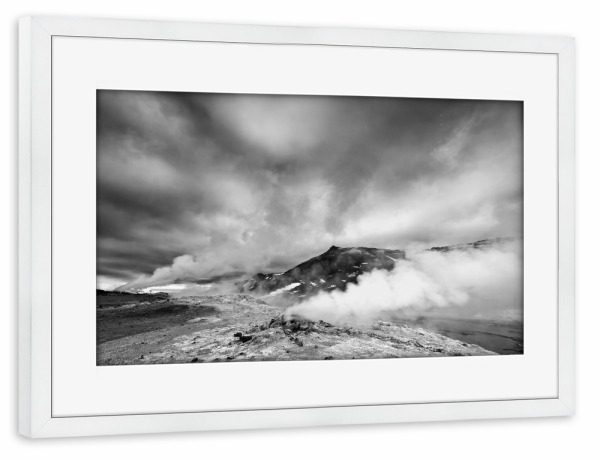 Poster mit Rahmen weiß "Erdkräfte und Wolken" artboxONE - Natur,Schwarzweiß,Reise / Länder