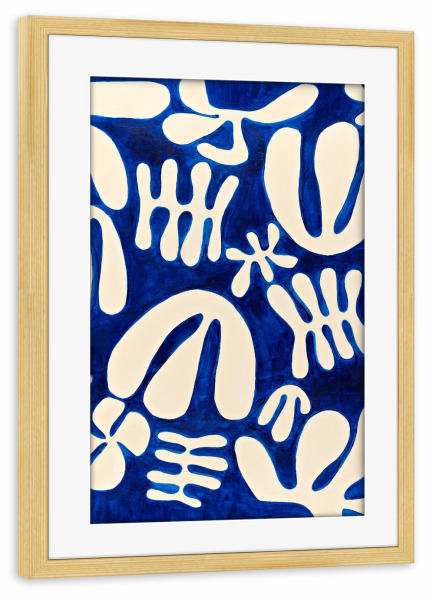 Poster mit Rahmen kiefer "Marisol Evora - Blue White Florals" artboxONE - Floral,Abstrakt