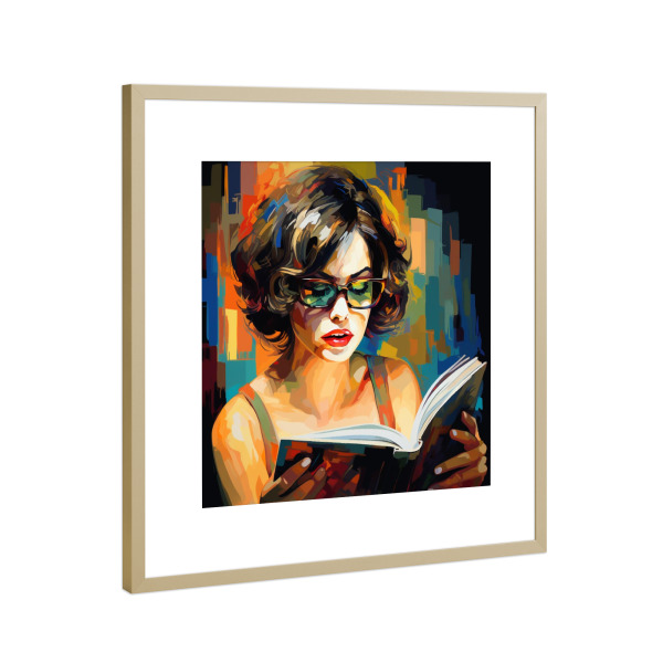 Poster mit Rahmen Gold "IN DEN NACHRICHTEN" artboxONE - Fashion,Buchstaben / N,Für Mama - Frau,Nachrichten,Bücher,Lesen,Farben,Mode