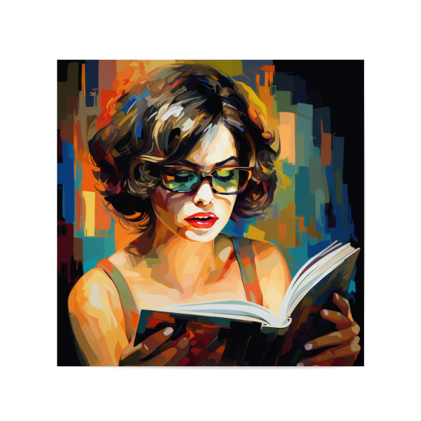 Poster 20x20 cm "IN DEN NACHRICHTEN" artboxONE - Fashion,Buchstaben / N,Für Mama - Frau,Nachrichten,Bücher,Lesen,Farben,Mode