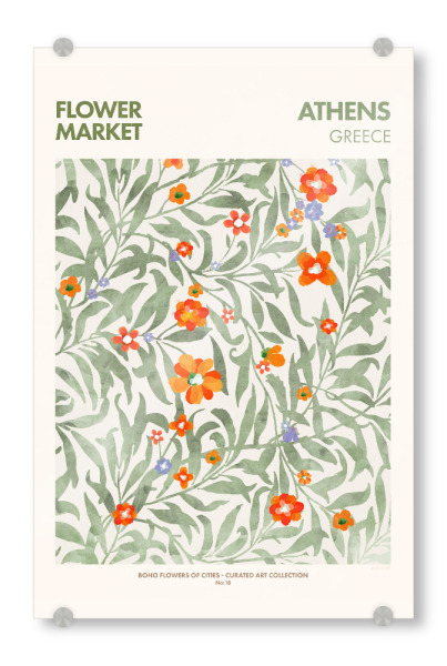 Acrylglasbild "Tunaboylu - Flower Market Athen" artboxONE - Typografie,Natur,Floral