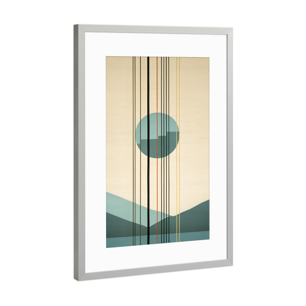 Poster mit Rahmen Silber "Mid-Century Muster" artboxONE - Architektur,Geometrie
