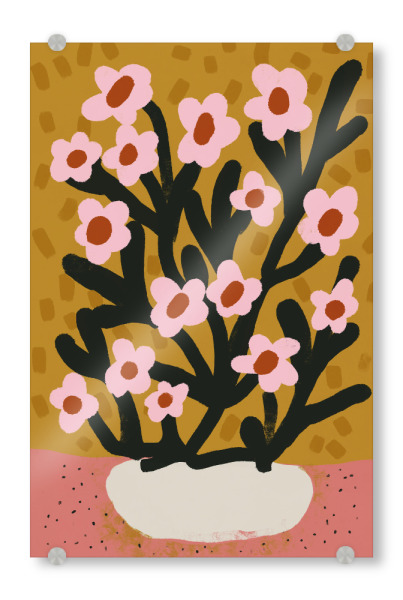 Acrylglasbild "Pastelle Blumen Im Topf" artboxONE - Floral,Abstrakt,Für Mama