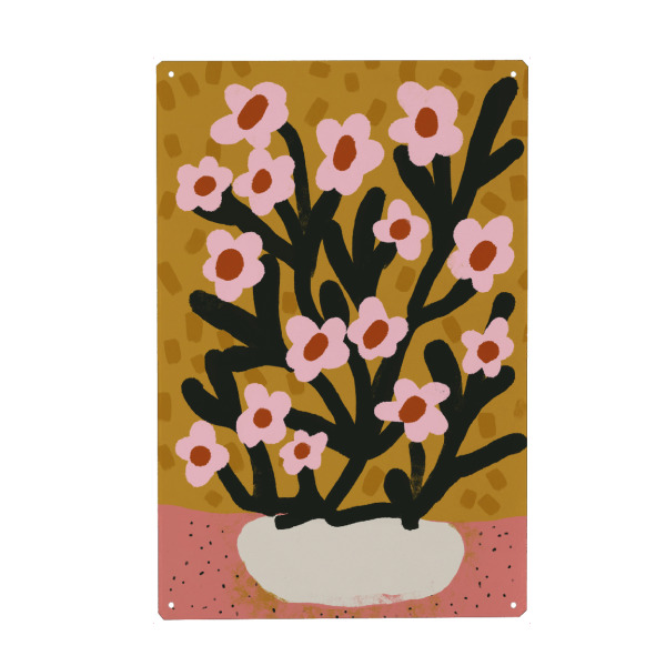 Metall Poster "Pastelle Blumen Im Topf" artboxONE - Floral,Abstrakt,Für Mama