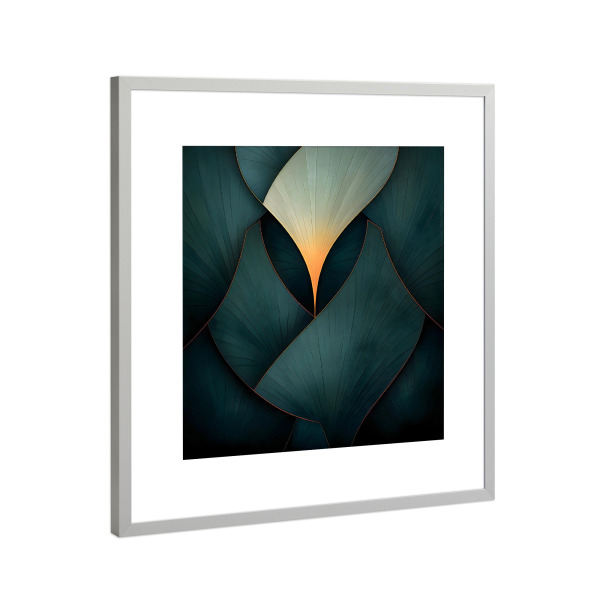 Poster mit Rahmen Silber "Organic leaves" artboxONE - Floral,Abstrakt,Geometrie