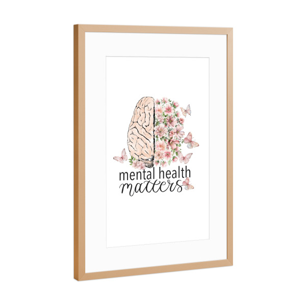 Poster mit Rahmen Kupfer "Psychische Gesundheit ist wichtig" artboxONE - Floral,Abstrakt,Fashion,Buchstaben,Für Mama