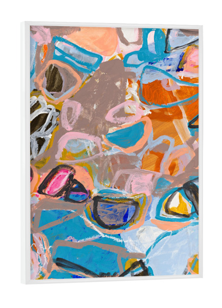 Poster mit weißem Rahmen "Marisol Evora - New Home" artboxONE - Abstrakt - Abstrakt,Modern,Bunt,Scandi,Hygge,Farbenfroh,Pinsel,Strich,Leinwand