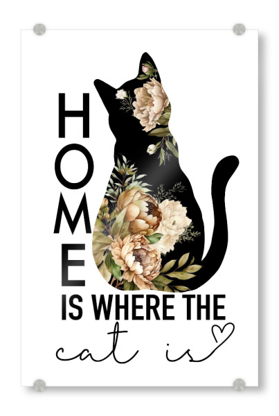 Acrylglasbild "Katze mit Pfingstrosen" artboxONE - Floral,Tiere,Fashion,Festivals,Lustig