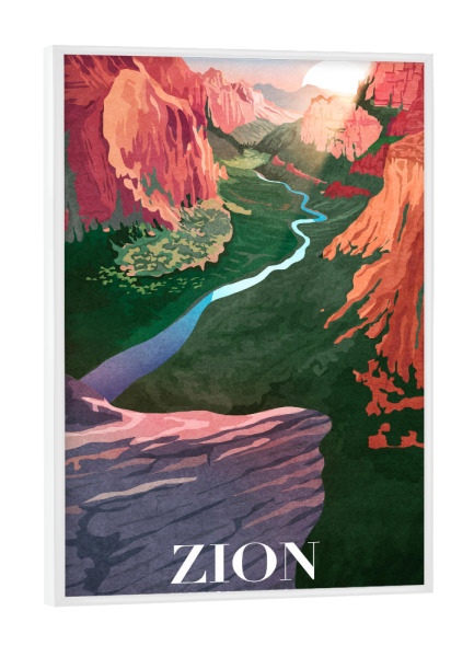 Poster mit weißem Rahmen "Tunaboylu - Zion Nationalpark" artboxONE - Typografie,Natur,Reise