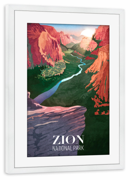 Poster mit Rahmen weiß "Tunaboylu - Zion Nationalpark" artboxONE - Typografie,Natur,Reise